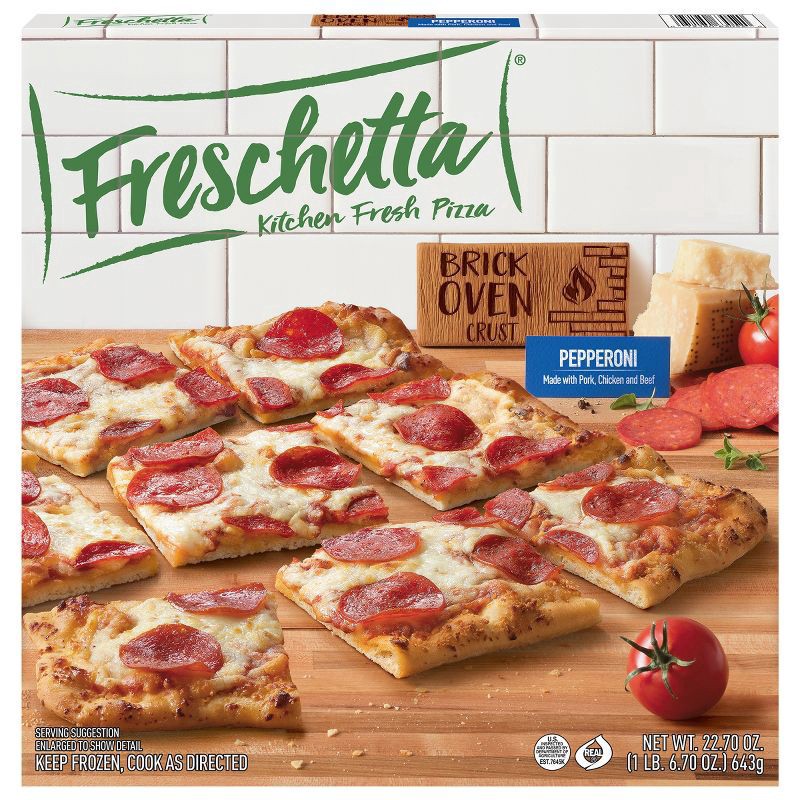 slide 1 of 8, Freschetta Brick Oven Pepperoni & Italian Style Cheese Pizza, 21.75 oz