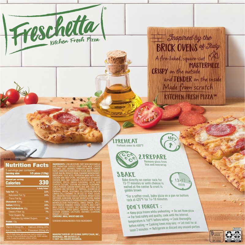 slide 4 of 8, Freschetta Brick Oven Pepperoni & Italian Style Cheese Pizza, 21.75 oz