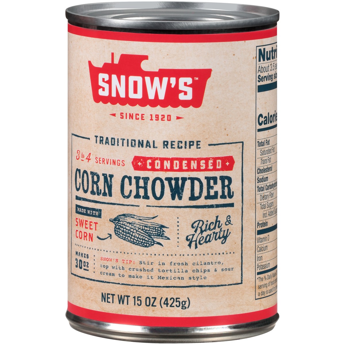 slide 7 of 11, Snow's Traditional Recipe Condensed Corn Chowder 15 oz. Can, 15 oz