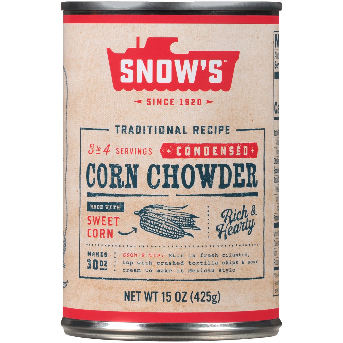 slide 1 of 11, Snow's Traditional Recipe Condensed Corn Chowder 15 oz. Can, 15 oz