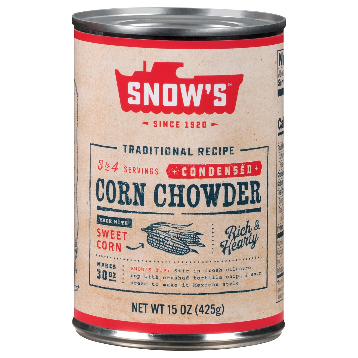 slide 5 of 11, Snow's Traditional Recipe Condensed Corn Chowder 15 oz. Can, 15 oz