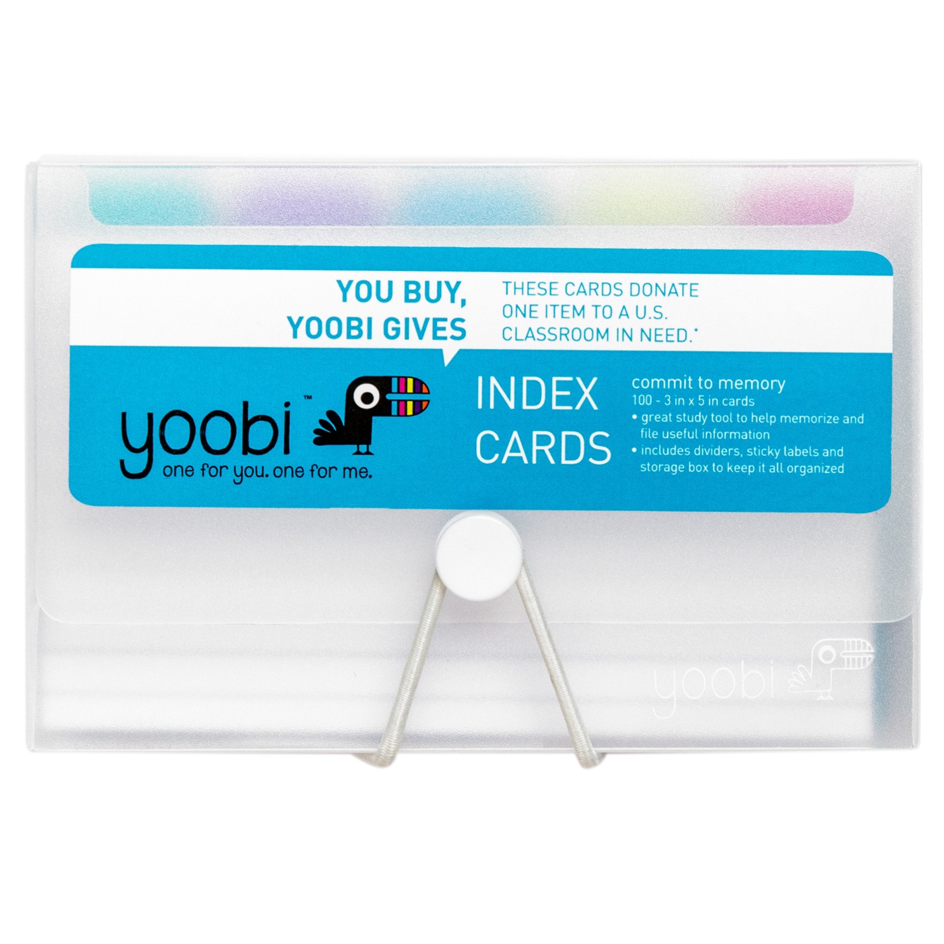 slide 1 of 2, Yoobi Index Cards in Plastic Box with Dividers - Clear Box, 100 ct; 3 in x 5 in