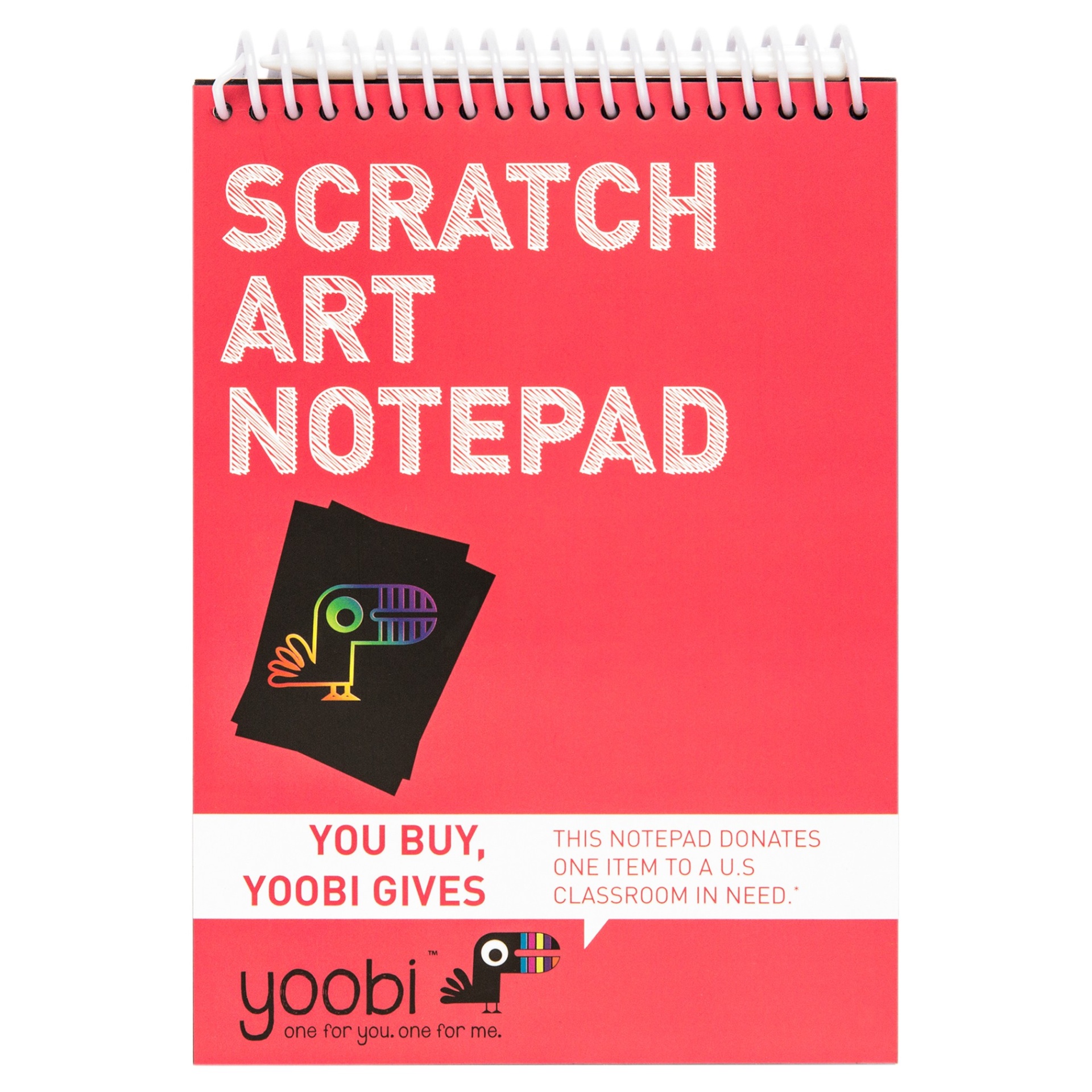 slide 1 of 2, Yoobi Spiral Notepad with Scratcher Tool, 15 pg; 5 in x 7 in