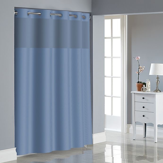 slide 1 of 1, Hookless Dobby Texture Shower Curtain - Midnight Blue, 1 ct