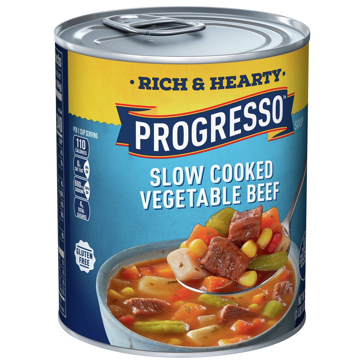 slide 4 of 9, Progresso Rich & Hearty, Slow Cooked Vegetable Beef Canned Soup, Gluten Free, 19 oz., 19 oz