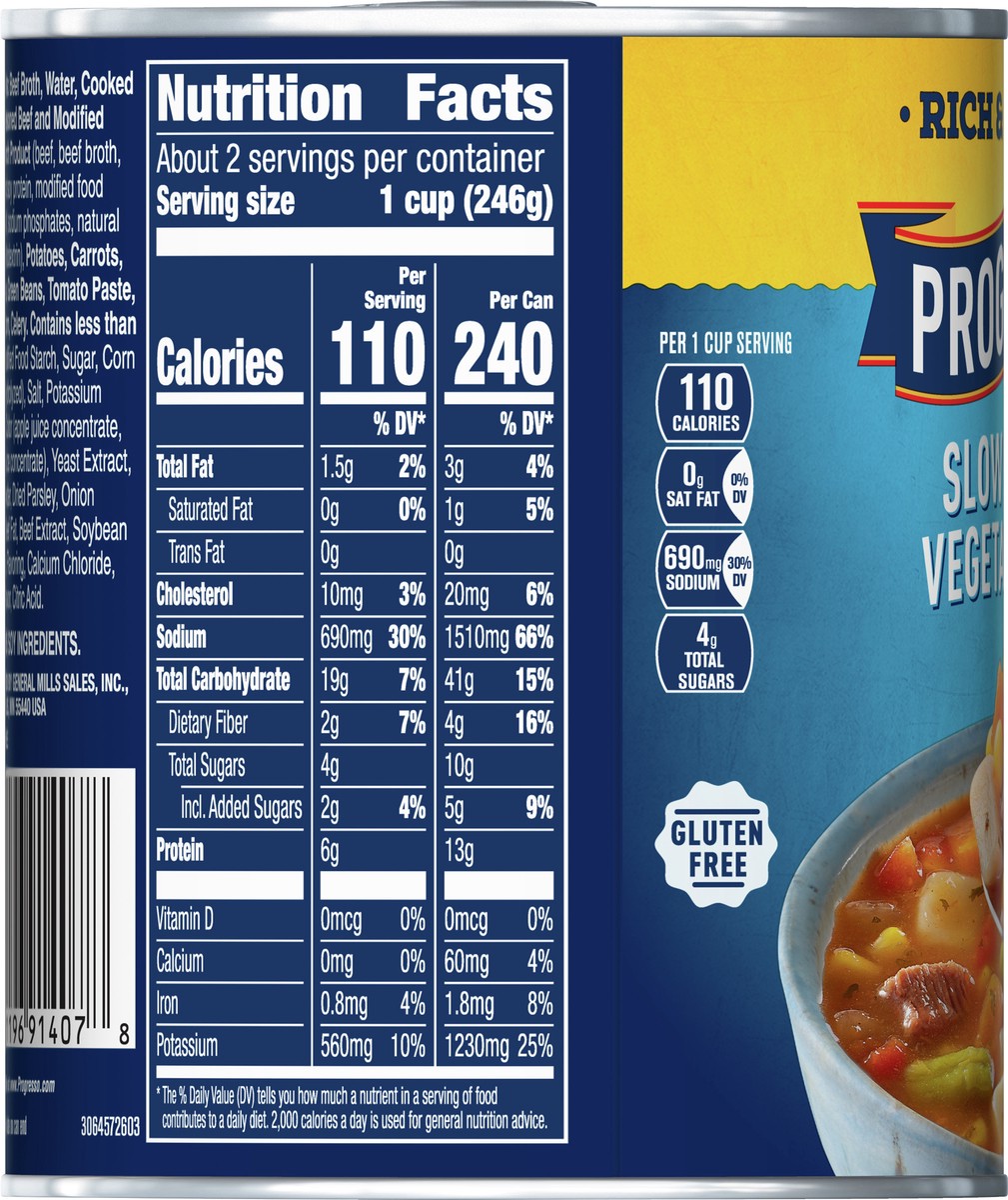 slide 2 of 9, Progresso Rich & Hearty, Slow Cooked Vegetable Beef Canned Soup, Gluten Free, 19 oz., 19 oz