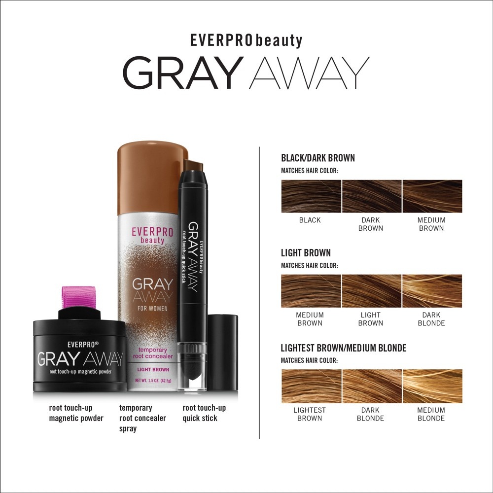 slide 4 of 4, EVERPRO beauty Gray Away Temporary Root Concealer - Light Brown - 1.5oz, 1.5 oz