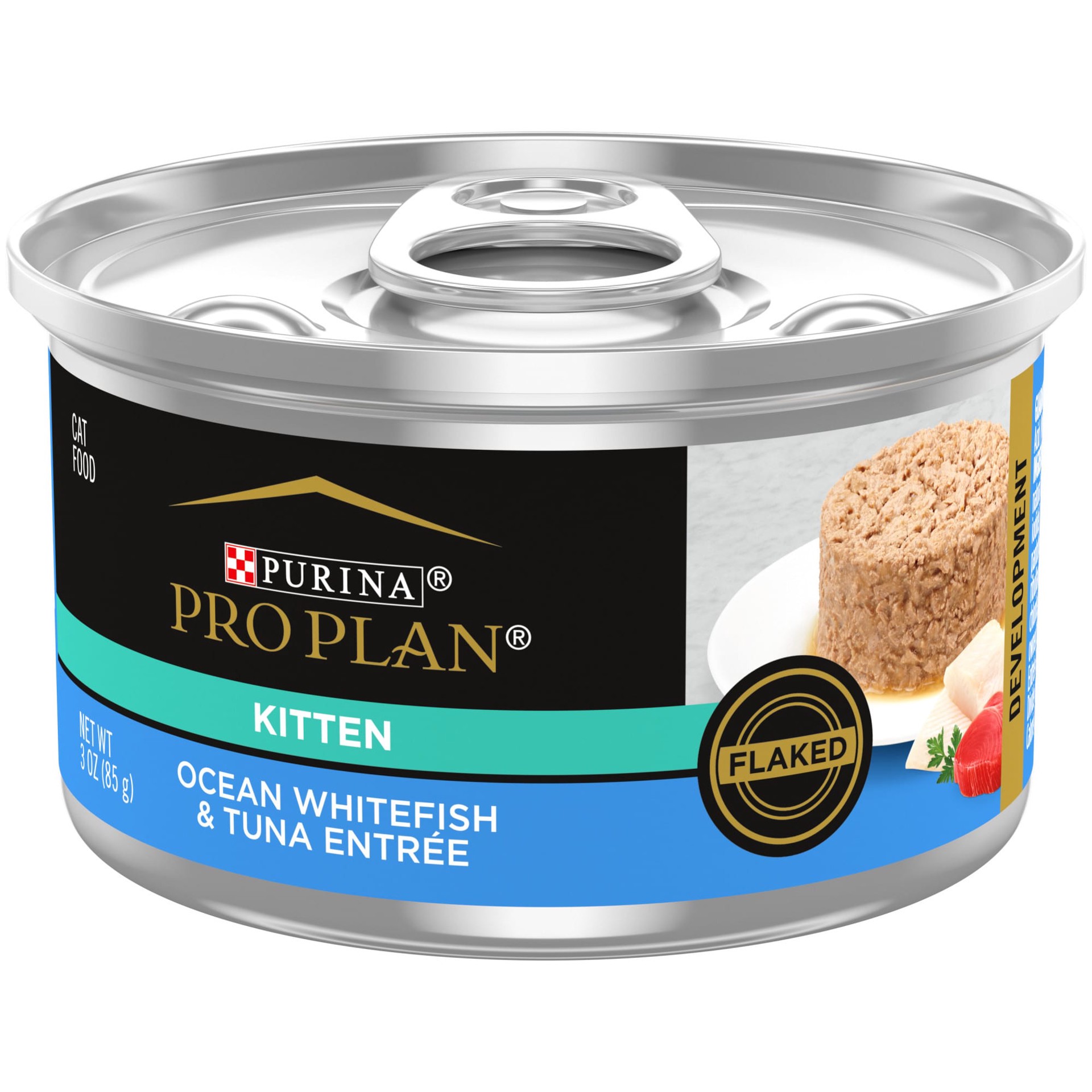 slide 1 of 8, Pro Plan Purina Pro Plan Wet Kitten Food, Flaked Ocean Whitefish and Tuna Entree, 3 oz