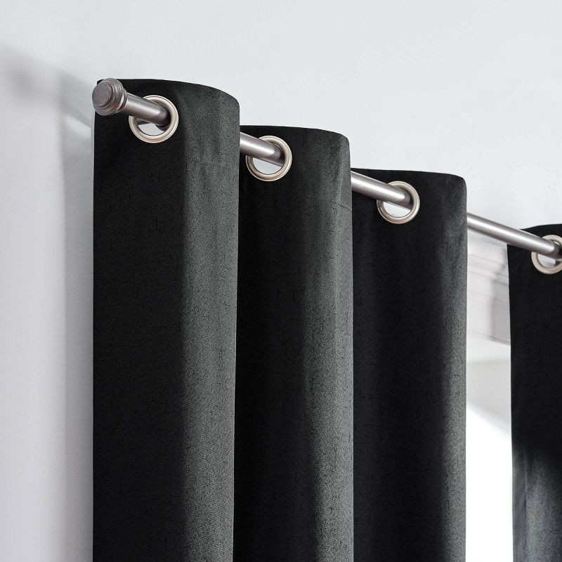 slide 7 of 11, 42"x84" Eclipse Blackout Windsor Window Curtain Panel Black: Thermal Insulated, Grommet Top, OEKO-TEX Certified, 1 ct