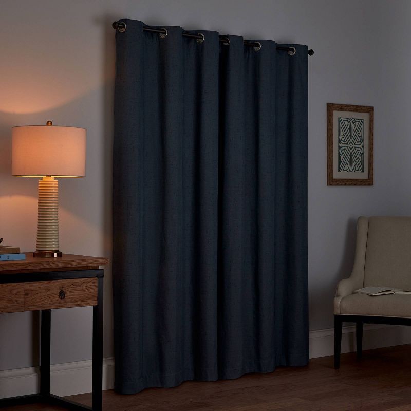 slide 6 of 11, 42"x84" Eclipse Blackout Windsor Window Curtain Panel Black: Thermal Insulated, Grommet Top, OEKO-TEX Certified, 1 ct