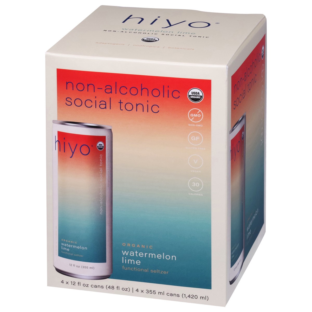 slide 11 of 13, Hiyo Organic Watermelon Lime Functional Seltzer 4 - 12 fl oz Cans, 4 ct