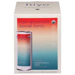 Hiyo Organic Watermelon Lime Functional Seltzer 4 - 12 fl oz Cans