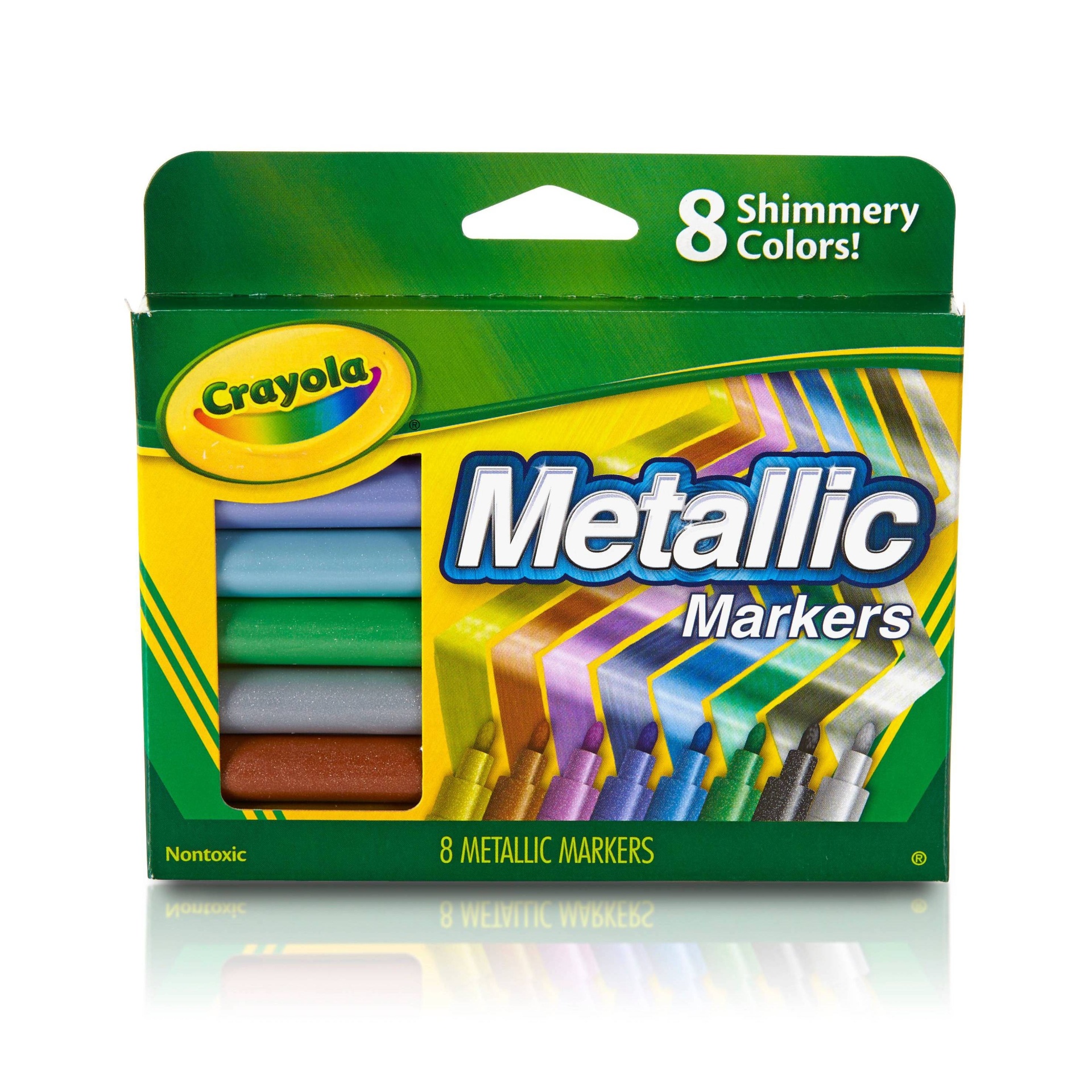 slide 1 of 5, Crayola Metallic Markers, 8 ct