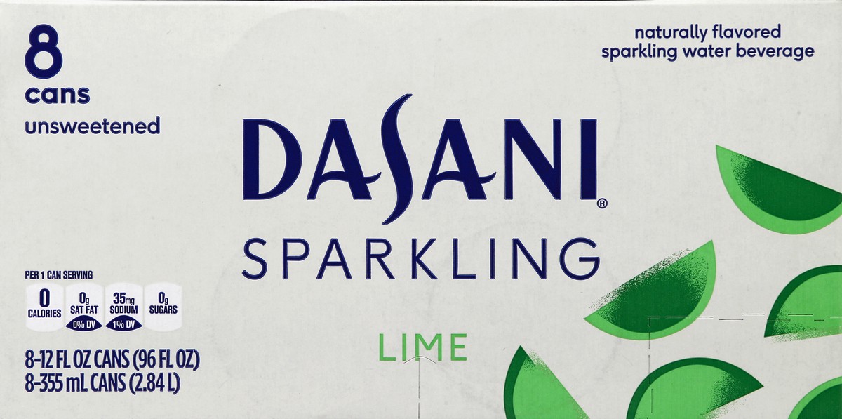 slide 6 of 6, DASANI Sparkling Water Lime Zero Calories, 12 fl oz, 8 Pack, 8 ct; 12 fl oz