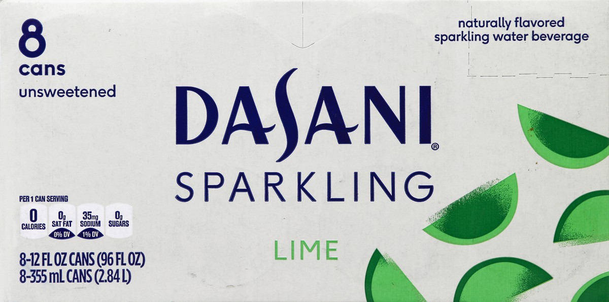 slide 3 of 6, DASANI Sparkling Water Lime Zero Calories, 12 fl oz, 8 Pack, 8 ct; 12 fl oz