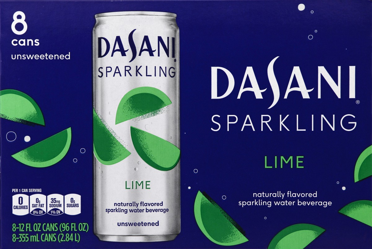 slide 5 of 6, DASANI Sparkling Water Lime Zero Calories, 12 fl oz, 8 Pack, 8 ct; 12 fl oz
