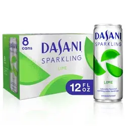DASANI Sparkling Water Lime Zero Calories, 12 fl oz, 8 Pack