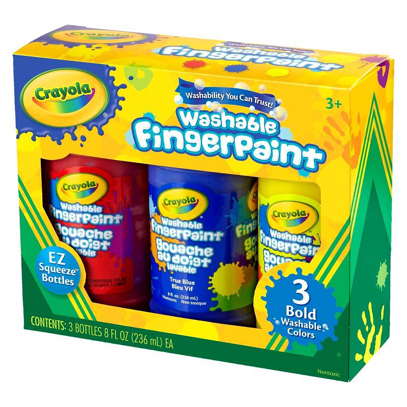 slide 2 of 3, Crayola 3ct 8oz Washable Fingerpaint - Bold Colors, 3 ct; 8 oz