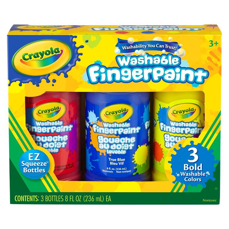 slide 1 of 3, Crayola 3ct 8oz Washable Fingerpaint - Bold Colors, 3 ct; 8 oz