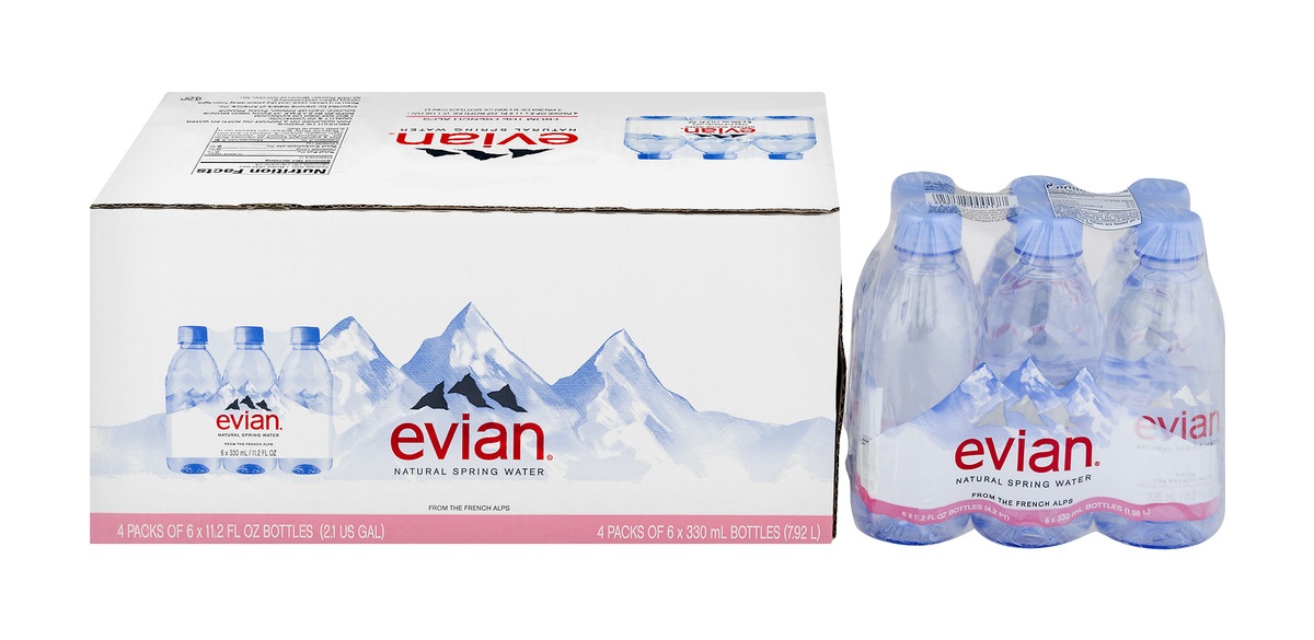 slide 1 of 1, Evian Natural Spring Water, 6 ct; 11.2 oz