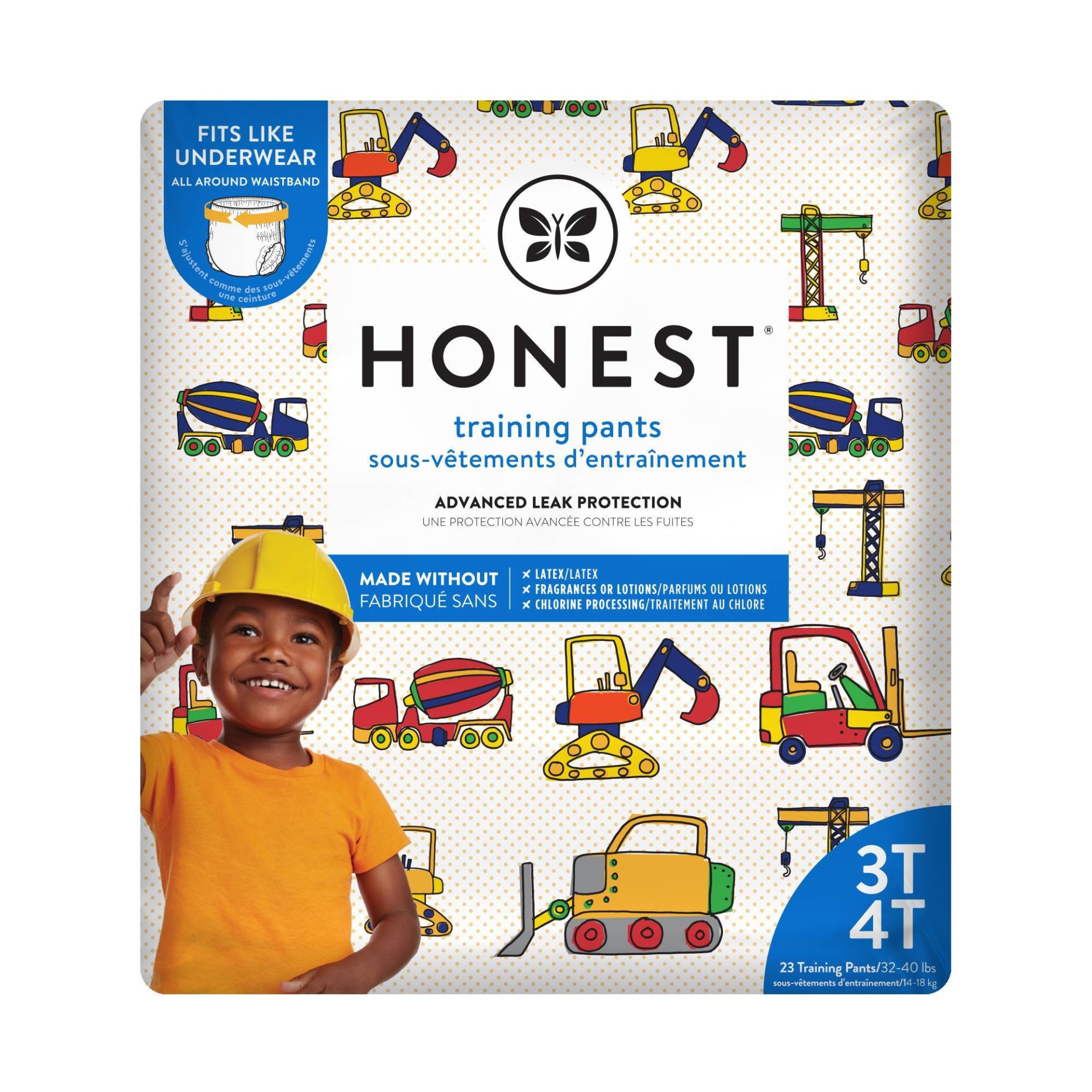 The Honest Company Training Pants Construction Zone - Size 3T/4T - 23ct 23  ct