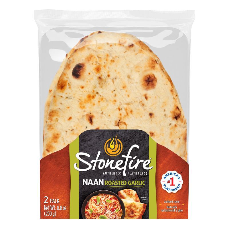 slide 1 of 7, StonefireRoasted Garlic Naan Bread - 8.8oz/2ct, 2 ct; 8.8 oz
