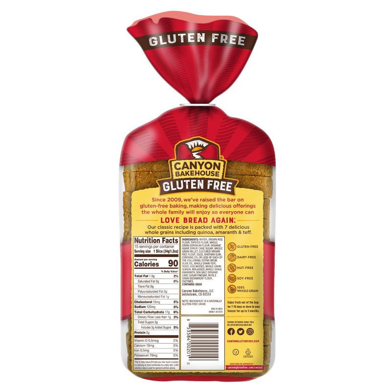 slide 9 of 10, Canyon Bakehouse Gluten Free 7 Grain Bread - 18oz, 18 oz
