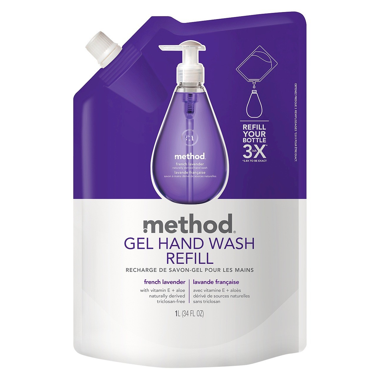 slide 1 of 3, Method Gel Hand Soap Refill French Lavender, 34 oz