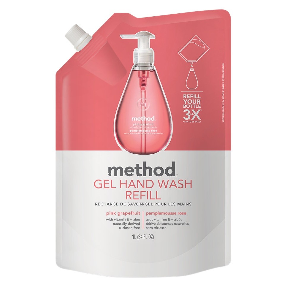 slide 1 of 3, Method Gel Hand Soap Refill Pink Grapefruit, 34 oz