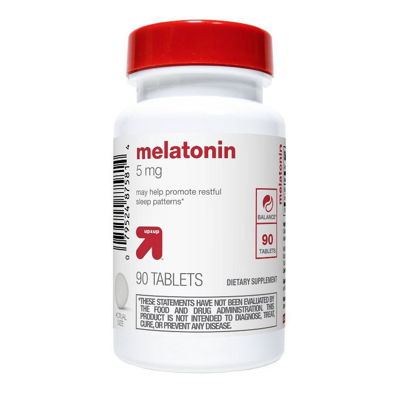 slide 1 of 3, Melatonin 5mg Supplement Tablets - 90ct - up & up™, 90 ct; 5 mg