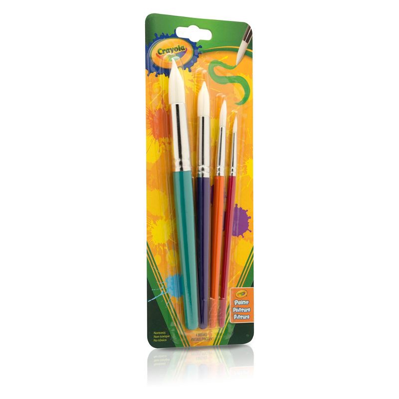 slide 3 of 4, Crayola 4ct Big Paint Brushes with Round Tips: Kids' Art Supplies, Toddler Paint Brush Set, Multicolor Brights, 4 ct