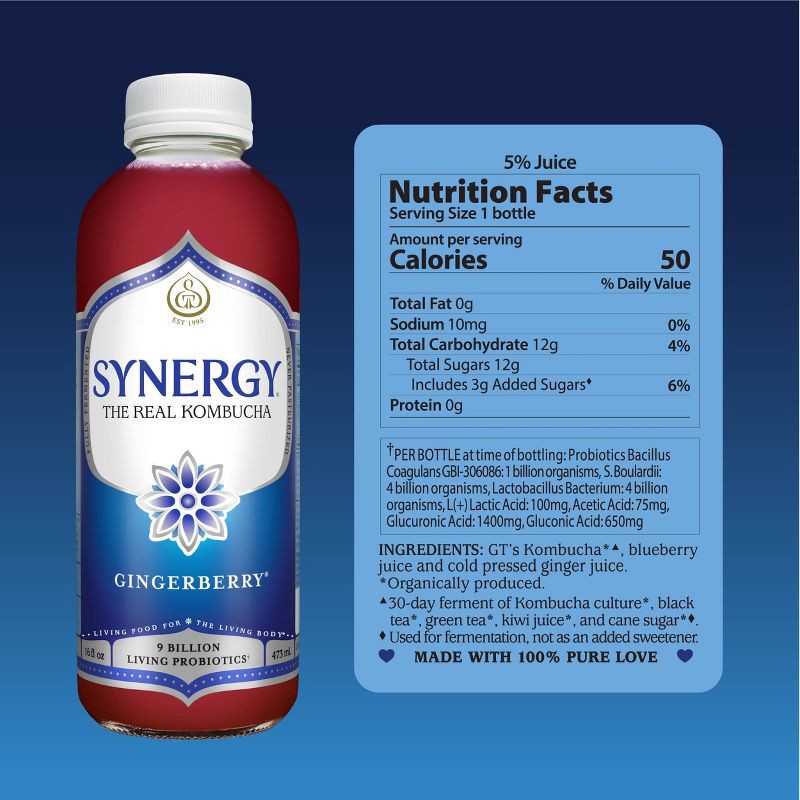 slide 11 of 14, GT's Synergy The Real Kombucha, Gingerade – 16 fl oz, 16 fl oz