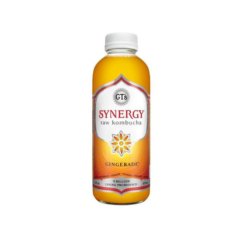 slide 1 of 4, GT's Synergy Gingerade Organic Vegan Raw Kombucha - 16 fl oz, 16 fl oz