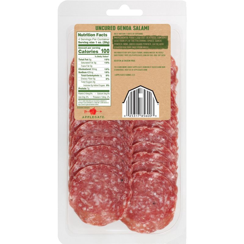 slide 2 of 6, Applegate Farms Applegate Natural Uncured Genoa Salami - 4oz, 4 oz