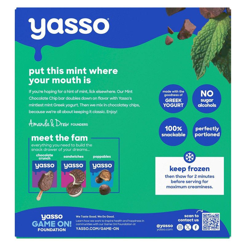 slide 2 of 7, Yasso Frozen Greek Yogurt - Mint Chocolate Chip Bars - 4pk/14 fl oz, 4 ct, 14 fl oz