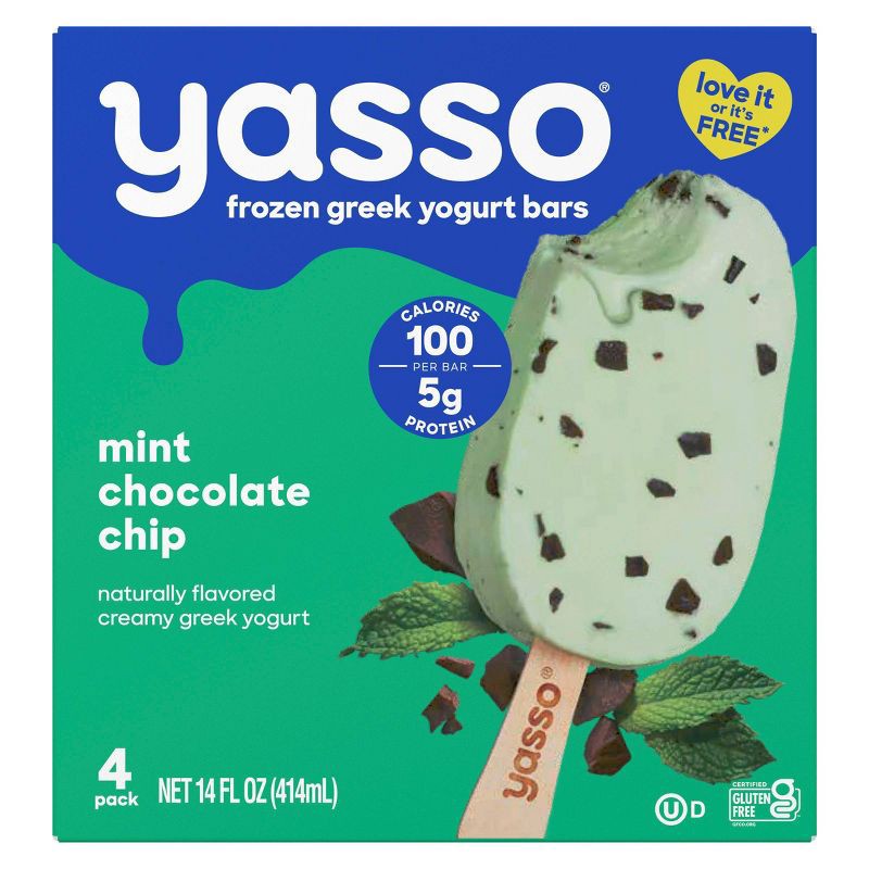 slide 1 of 7, Yasso Frozen Greek Yogurt - Mint Chocolate Chip Bars - 4pk/14 fl oz, 4 ct, 14 fl oz