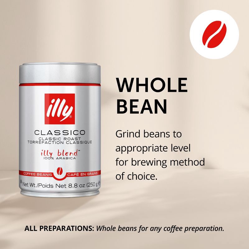 slide 3 of 10, Illy Classico Medium Roast Whole Bean Coffee - 8.8oz, 8.8 oz