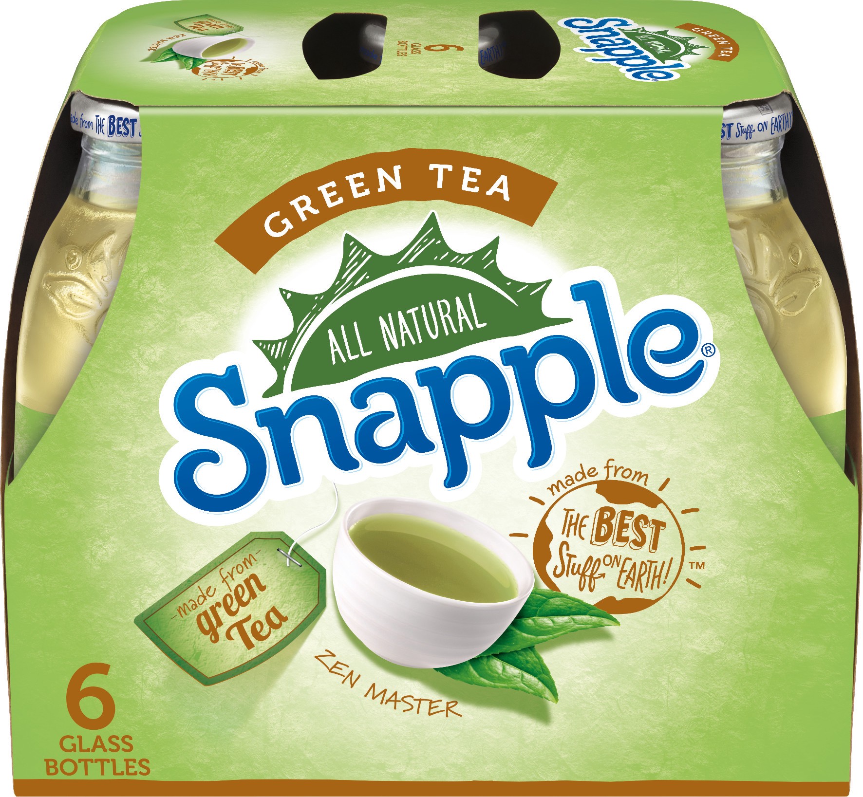 slide 1 of 3, Snapple Green Tea Glass Bottles, 6 ct; 16 fl oz
