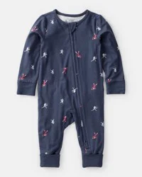Carter's Baby Boy Football Print PurelySoft Long-Sleeve Sleep & Play Pajamas - Blue Blue 6M