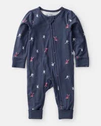 Carter's Baby Boy Football Print PurelySoft Long-Sleeve Sleep & Play Pajamas - Blue Blue 6M