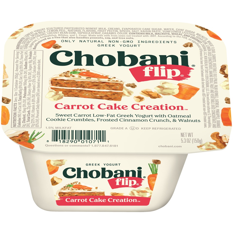 slide 1 of 8, Chobani Flip Carrot Cake Creation Yogurt, 5.3 oz