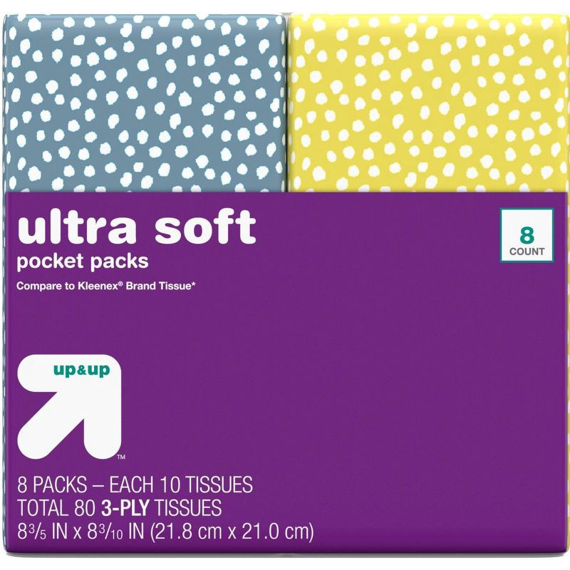 slide 4 of 5, Facial Tissue Pocket Packs - 8pk/10ct - up & up™, 8 ct, 10 ct