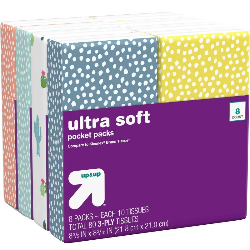 slide 5 of 5, Facial Tissue Pocket Packs - 8pk/10ct - up & up™, 8 ct, 10 ct