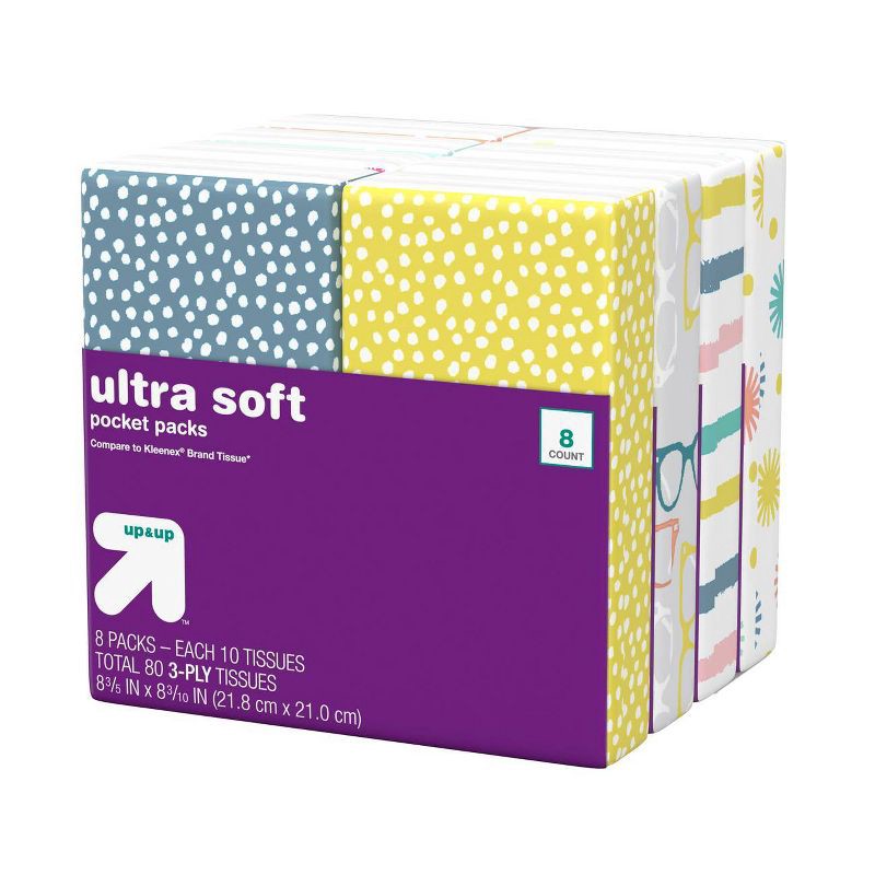 slide 3 of 5, Facial Tissue Pocket Packs - 8pk/10ct - up & up™, 8 ct, 10 ct