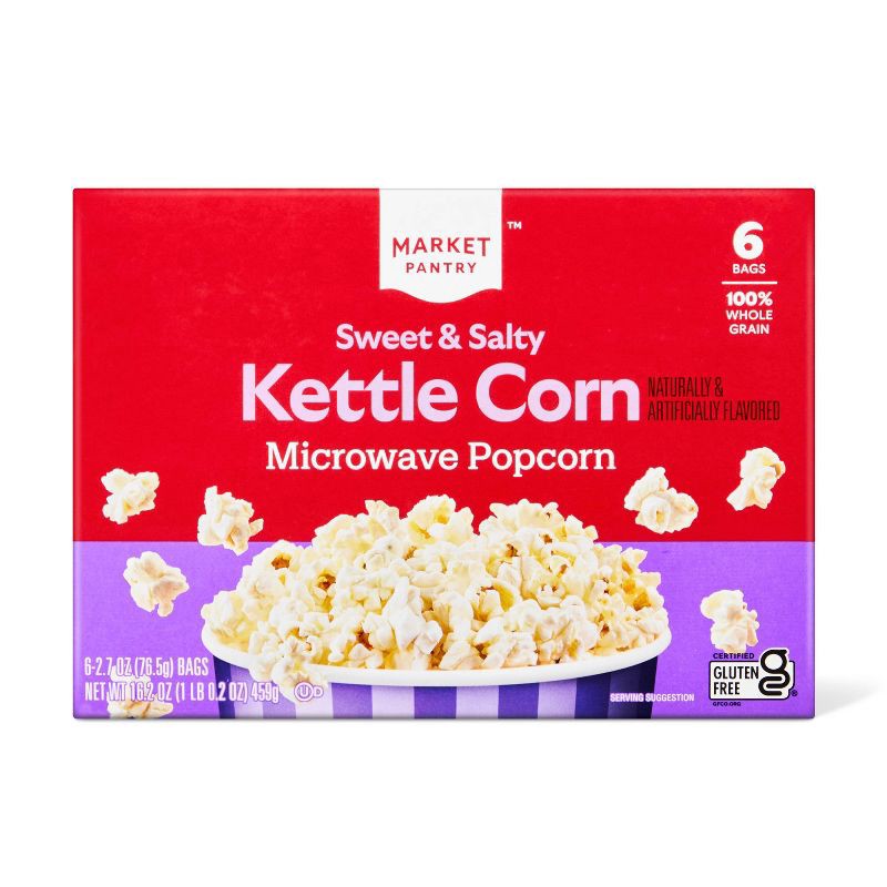 slide 1 of 3, Sweet & Salty Kettle Corn Microwave Popcorn 17.4oz/6ct - Market Pantry™, 6 ct; 17.4 oz