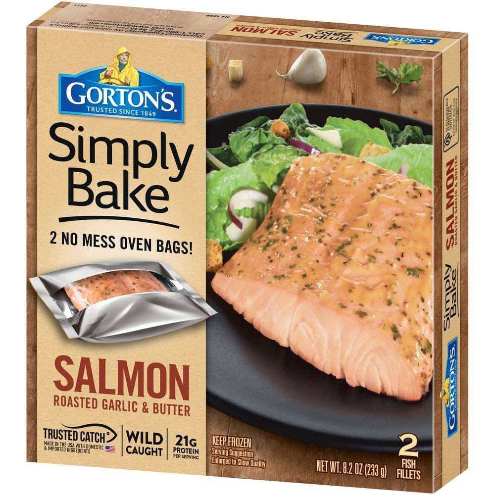 slide 2 of 3, Gorton's Simply Bake Garlic & Butter Salmon Fillets, 2 ct 4.1 oz