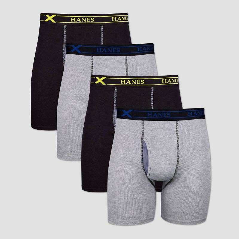 slide 1 of 1, Hanes Premium Men's 4pk Xtemp Boxer Briefs - Black/Gray XL, 4 ct