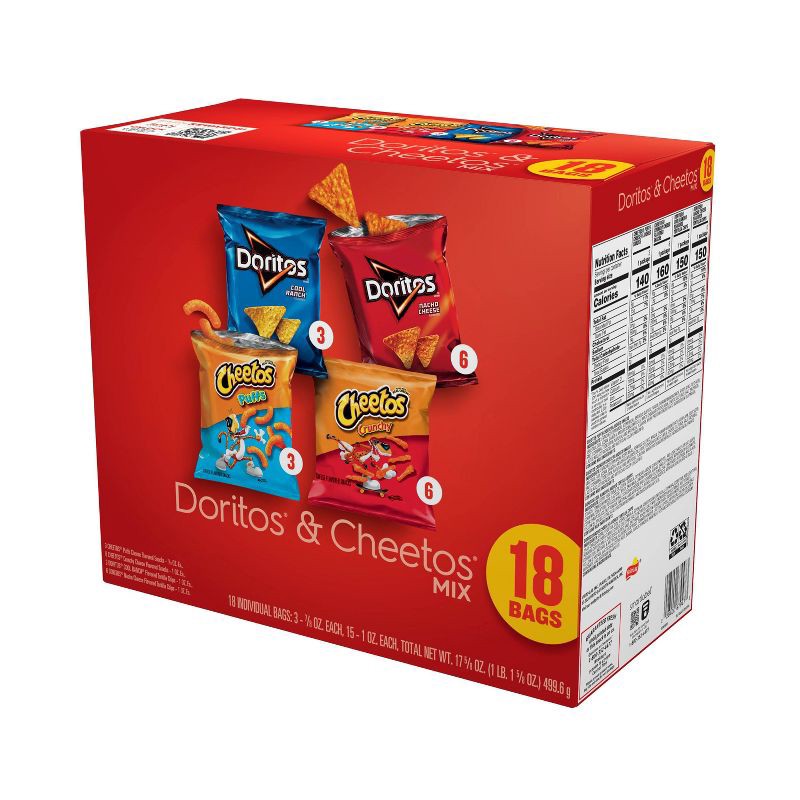 slide 7 of 8, Frito-Lay Doritos & Cheetos Mix Snacks Variety Pack - 18ct/17.625oz, 18 ct, 17.625 oz