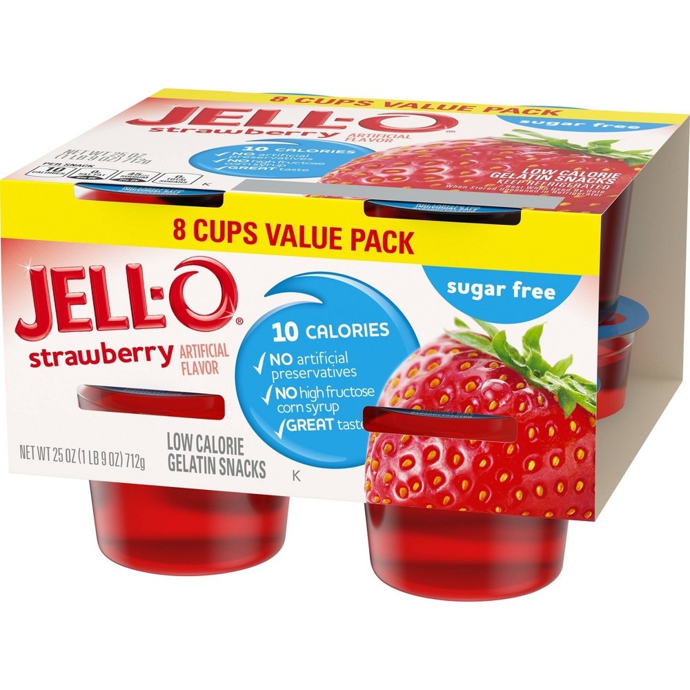 slide 5 of 7, JELL-O Sugar Free Strawberry Gelatin, 25 oz, 8 ct