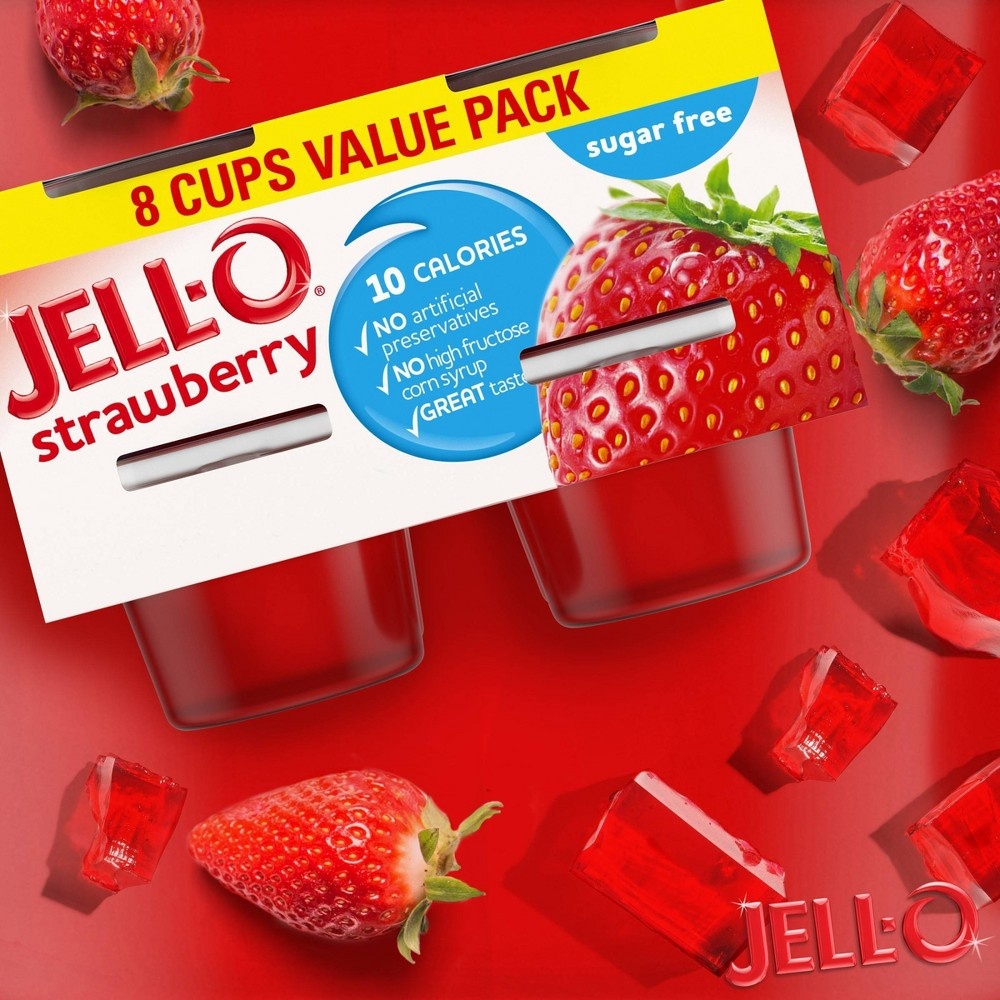 slide 7 of 7, JELL-O Sugar Free Strawberry Gelatin, 25 oz, 8 ct